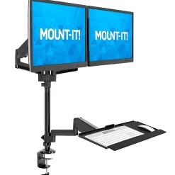 Mount-It! MI-7996 Dual Monitor Sit-Stand Desk Mount With Keyboard Tray, 38