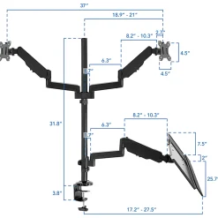 Mount-It! MI-7996 Dual Monitor Sit-Stand Desk Mount With Keyboard Tray, 38