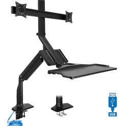 Mount-It! MI-7984 Dual-Monitor Sit-Stand Desk Riser Workstation With Gas Lift, 26