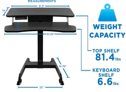 Mount-It! MI-7982 Electric Height-Adjustable Standing Mobile Workstation, 31
