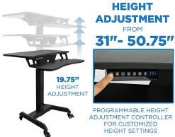 Mount-It! MI-7982 Electric Height-Adjustable Standing Mobile Workstation, 31