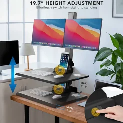 Mount-It! MI-7952 Electric Standing Desk Converter With Dual-Monitor Mount, Black
