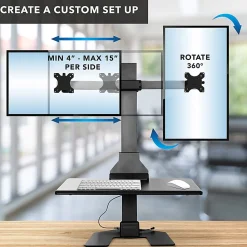 Mount-It! MI-7952 Electric Standing Desk Converter With Dual-Monitor Mount, Black