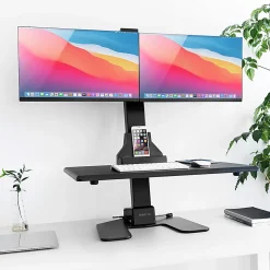 Mount-It! MI-7952 Electric Standing Desk Converter With Dual-Monitor Mount, Black