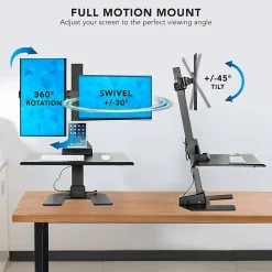 Mount-It! MI-7952 Electric Standing Desk Converter With Dual-Monitor Mount, Black