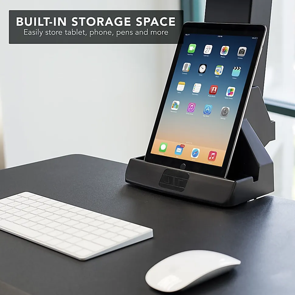 Mount-It! MI-7952 Electric Standing Desk Converter With Dual-Monitor Mount, Black