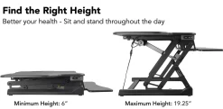 Mount-It! MI-7962 Electric Standing Desk Riser, 6"H x 50"W x 9"D, Black