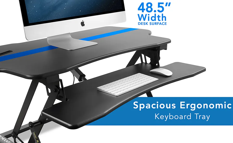 Mount-It! MI-7962 Electric Standing Desk Riser, 6"H x 50"W x 9"D, Black