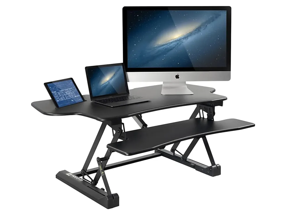 Mount-It! MI-7962 Electric Standing Desk Riser, 6"H x 50"W x 9"D, Black
