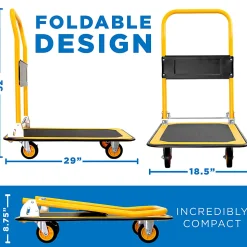 Mount-It! MI-920 Foldable Flatbed With Swivel Wheels, 32"H x 18"W x 29"D, Black