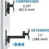 Mount-It! MI-405 Full-Motion Monitor Wall Mount, 6.4"H x 7.7"W x 1.9"D, Black