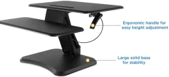Mount-It! MI-7957 Height-Adjustable Standing Desk Riser, 5"H x 26"W x 19.8"D, Black