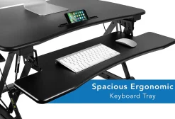 Mount-It! MI-7955 Height-Adjustable Standing Desk Riser, 6"H x 35.5"W x 9"D, Black