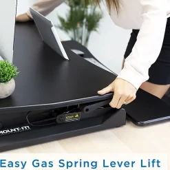 Mount-It! MI-7955 Height-Adjustable Standing Desk Riser, 6"H x 35.5"W x 9"D, Black