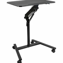 Mount-It! MI-7969 Height-Adjustable Rolling Sit-Stand Workstation, 41-3/4"H x 30"W x 23-1/4"D, Black