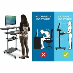 Mount-It! MI-7970 Height-Adjustable Mobile Standing Desk Workstation, 55