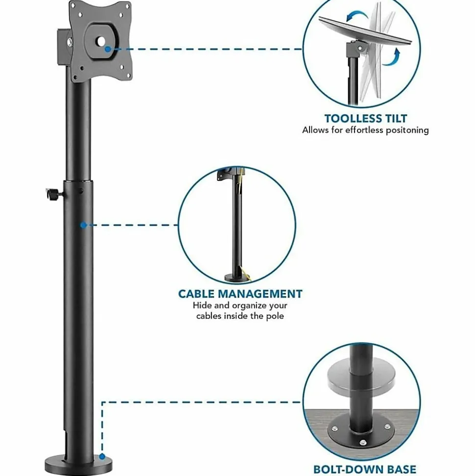Mount-It! MI-3796 Height-Adjustable POS Retail Monitor Mount, Black