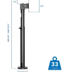 Mount-It! MI-3796 Height-Adjustable POS Retail Monitor Mount, Black