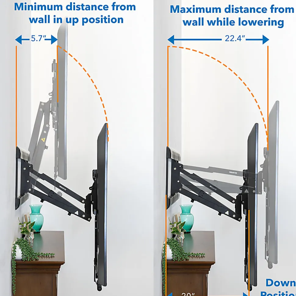 Mount-It! MI-384 Height-Adjustable Fireplace TV Mount For Screens 42" - 65", 70"H x 40"W x 13"D, Black