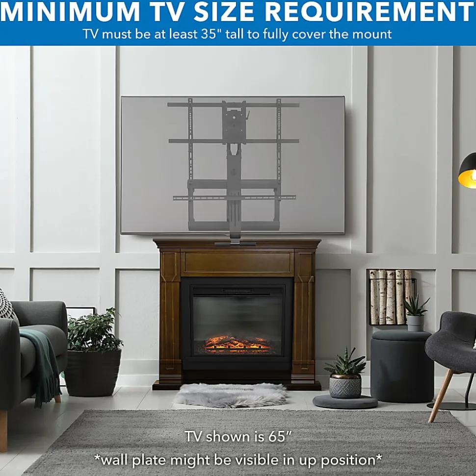 Mount-It! MI-384 Height-Adjustable Fireplace TV Mount For Screens 42" - 65", 70"H x 40"W x 13"D, Black