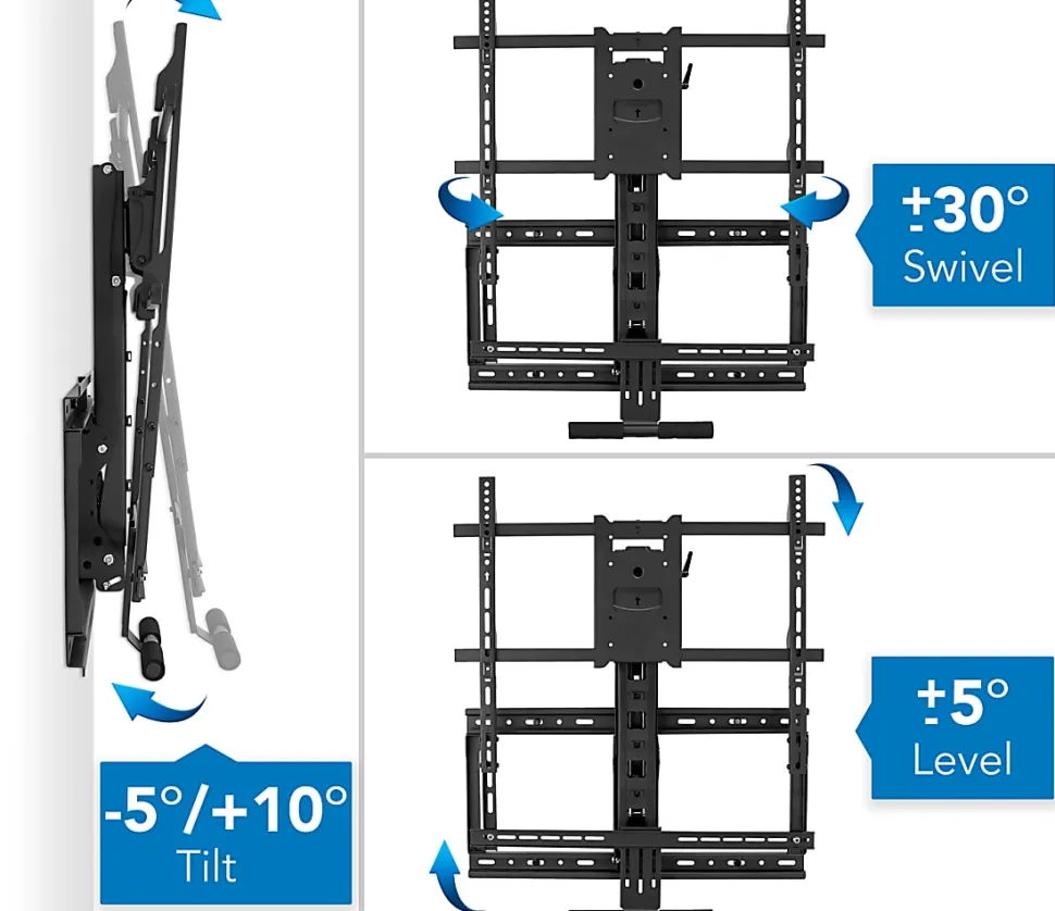 Mount-It! MI-384 Height-Adjustable Fireplace TV Mount For Screens 42" - 65", 70"H x 40"W x 13"D, Black