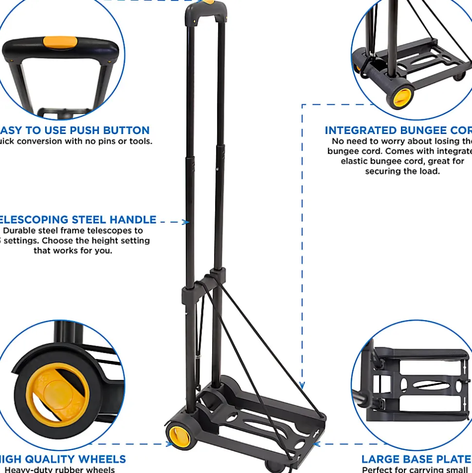 Mount-It! MI-912 Luggage Folding Cart And Dolly, 17"H x 3"W x 9"D, Black