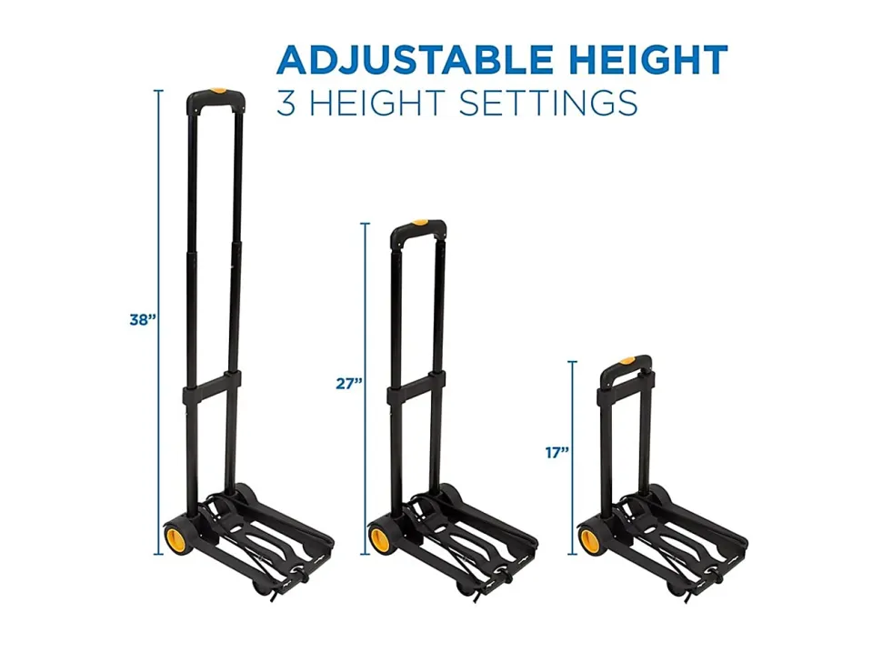 Mount-It! MI-912 Luggage Folding Cart And Dolly, 17"H x 3"W x 9"D, Black