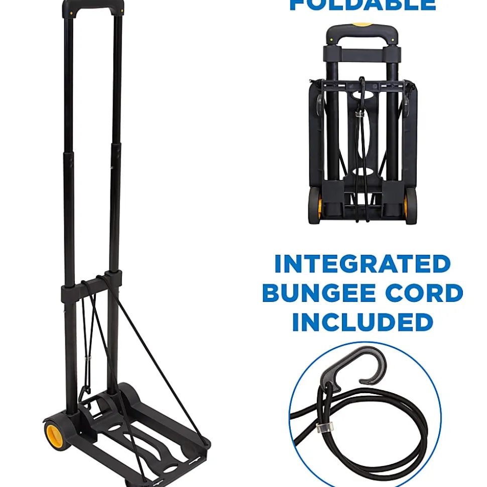 Mount-It! MI-912 Luggage Folding Cart And Dolly, 17"H x 3"W x 9"D, Black