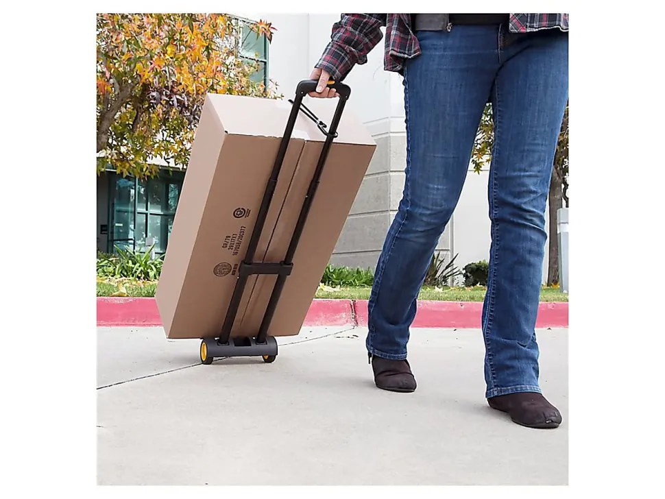 Mount-It! MI-912 Luggage Folding Cart And Dolly, 17"H x 3"W x 9"D, Black