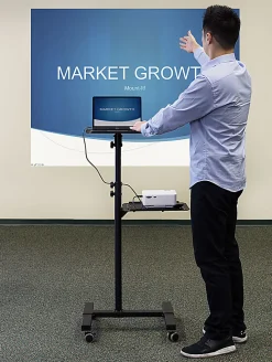 Mount-It! MI-7943 Mobile Projector Standing Desk, 33-1/2”H x 15-1/2”W x 4-1/2”D, Black