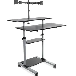 Mount-It! MI-7972 Mobile Standing Desk Workstation, With Dual-Monitor Mount, 72-1/4