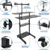 Mount-It! MI-7972 Mobile Standing Desk Workstation, With Dual-Monitor Mount, 72-1/4"H x 39-1/2"W x 26"D, Black