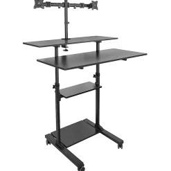 Mount-It! MI-7972 Mobile Standing Desk Workstation, With Dual-Monitor Mount, 72-1/4