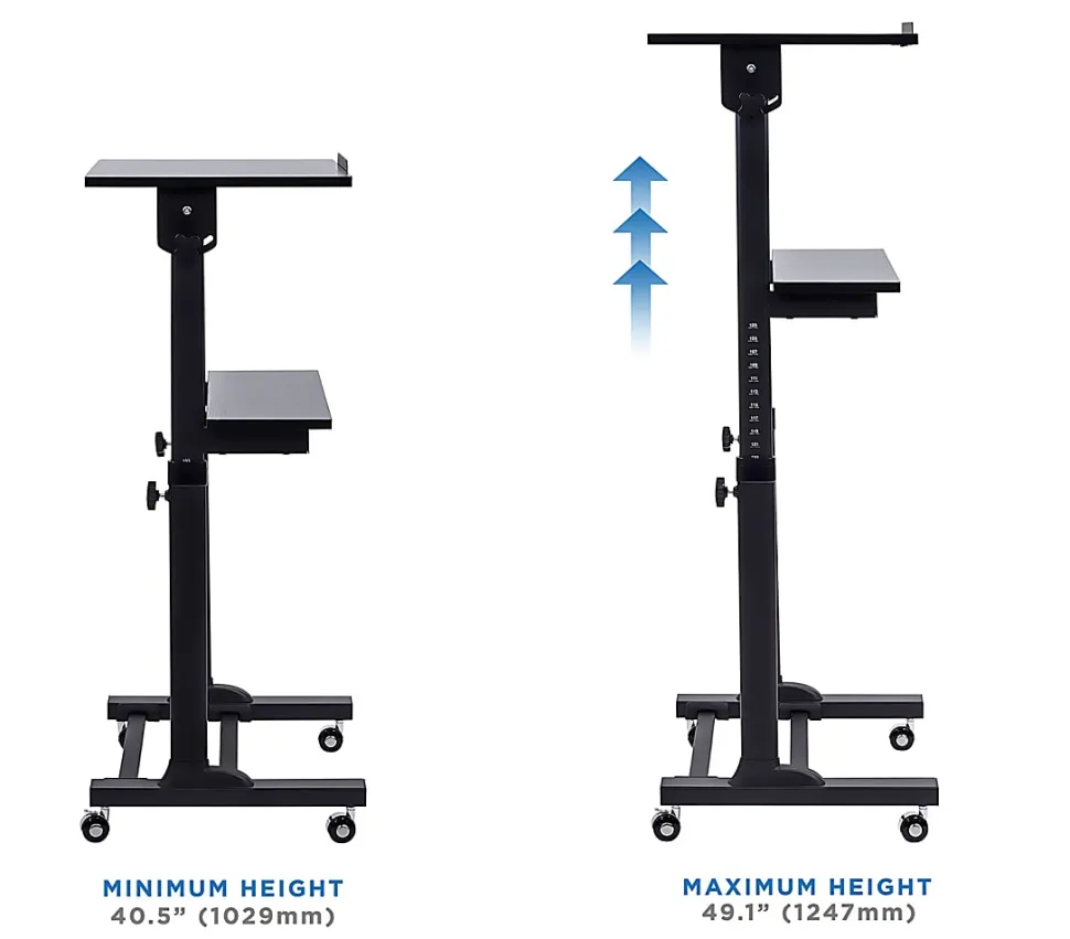 Mount-It! MI-7941Mobile Stand-Up Desk Lectern, 41"H x 20"W x 5-15/16"D, Black