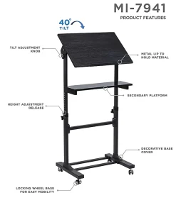 Mount-It! MI-7941Mobile Stand-Up Desk Lectern, 41