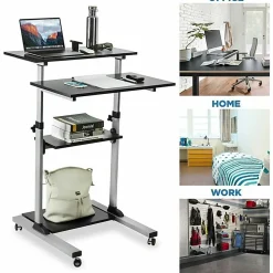 Mount-It! MI-7940 Mobile 37"W Stand-Up Desk, Silver