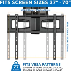 Mount-It! MI-386 Motorized Fireplace TV Wall Mount For Screens 30 To 70