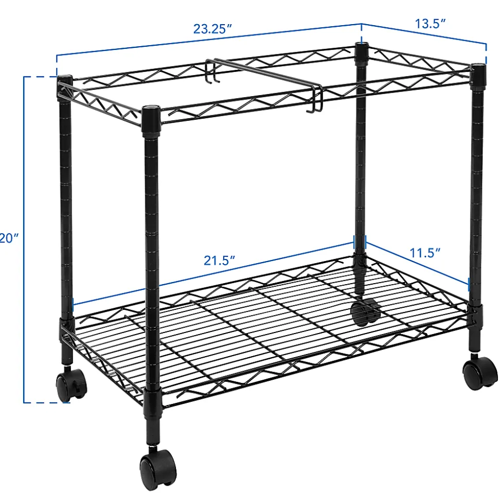 Mount-It! MI-7858 Rolling File Cart With Folder Rack, Black