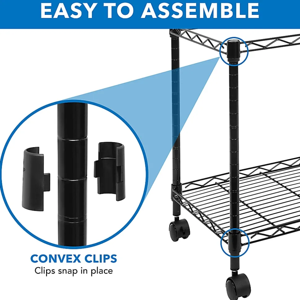 Mount-It! MI-7858 Rolling File Cart With Folder Rack, Black