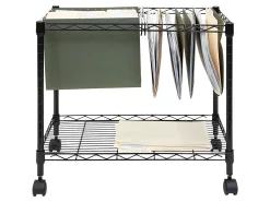 Mount-It! MI-7858 Rolling File Cart With Folder Rack, Black
