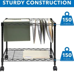 Mount-It! MI-7858 Rolling File Cart With Folder Rack, Black