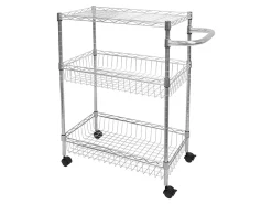 Mount-It! MI-7860 3-Tier Rolling Utility Cart, 32-1/2”H x 23-5/16”W x 13-1/2”D, Silver