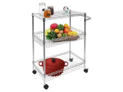 Mount-It! MI-7860 3-Tier Rolling Utility Cart, 32-1/2”H x 23-5/16”W x 13-1/2”D, Silver