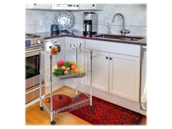 Mount-It! MI-7860 3-Tier Rolling Utility Cart, 32-1/2”H x 23-5/16”W x 13-1/2”D, Silver