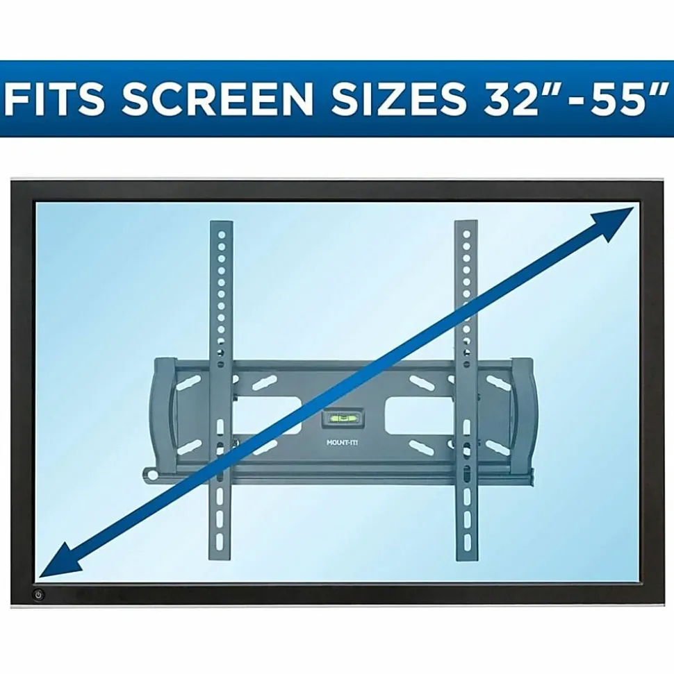 Mount-It! MI-2244T Lockable Anti-Theft TV Wall Mount, 7"H x 21"W x 2"D, Black