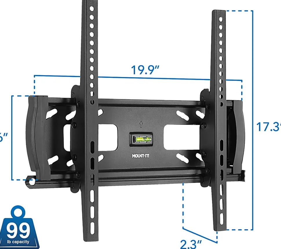Mount-It! MI-2244T Lockable Anti-Theft TV Wall Mount, 7"H x 21"W x 2"D, Black