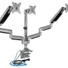 Mount-It! MI-2753 Triple-Monitor Mount, 15"H x 19"W x 7.5"D, Silver