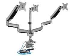 Mount-It! MI-2753 Triple-Monitor Mount, 15"H x 19"W x 7.5"D, Silver