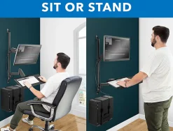 Mount-It! MI-7991 Wall-Mount Workstation With Monitor Mount, Keyboard Tray And CPU Holder, 37