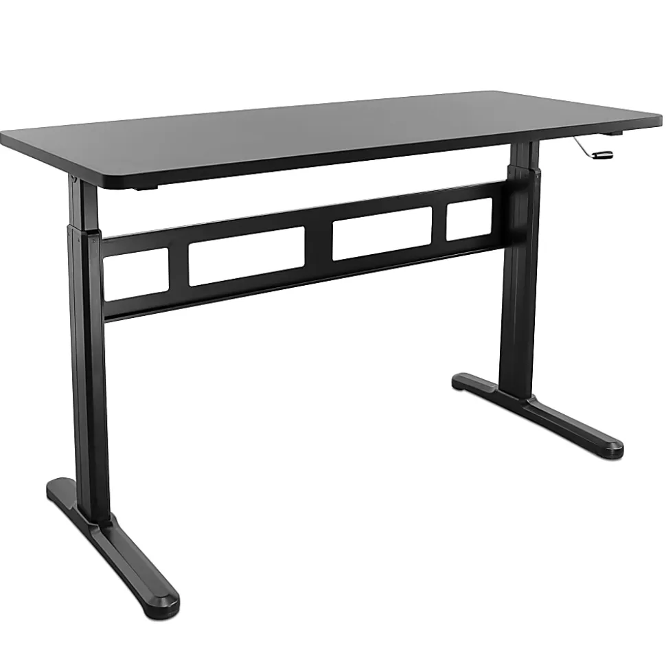 Mount-It! Mi-7981 56"W Hand Crank Sit-Stand Desk, Black